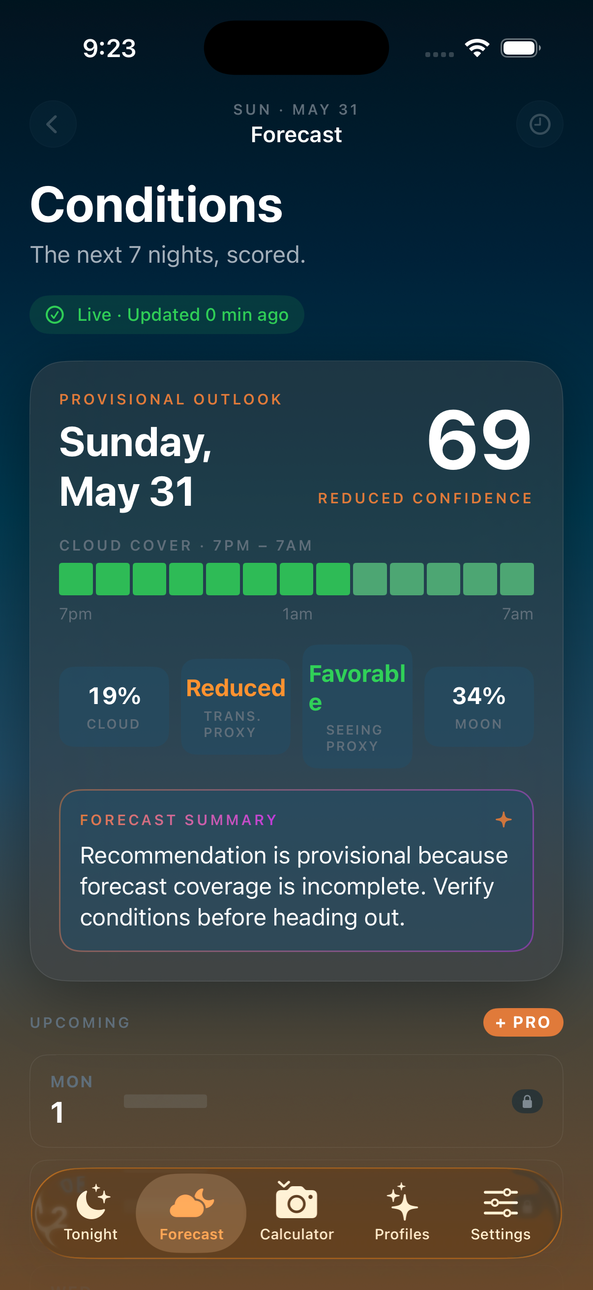 Dark Skies forecast screen
